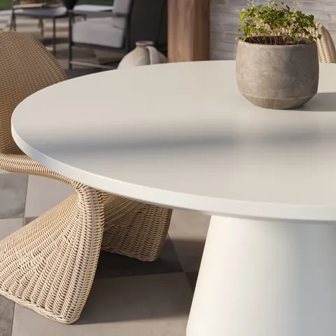 Linea Round Dining Table in Bone, 63"