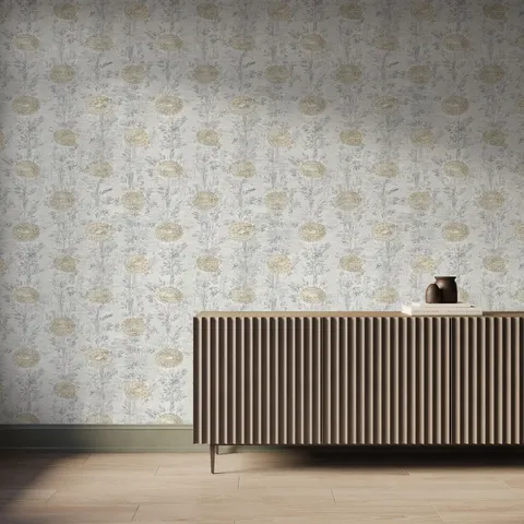 Amarise Wallpaper in White/Gold