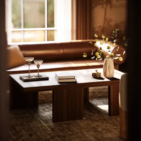 Ladrick Coffee Table in Light Walnut, 60" x 32"