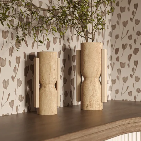 Cavendry Travertine Vase Set