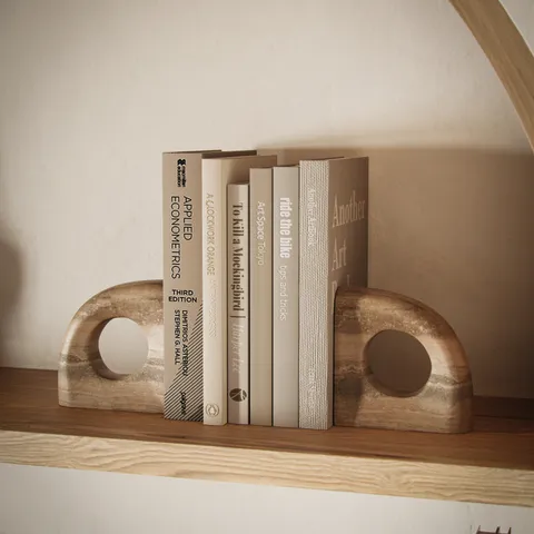 Corbett Travertine Bookend Set