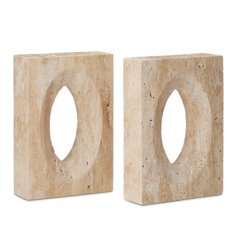 Cartwright Travertine Bookend Set