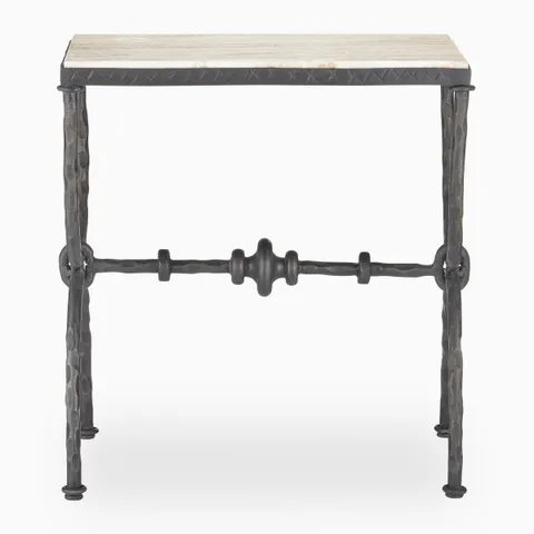 Radcliffe White Travertine Side Table