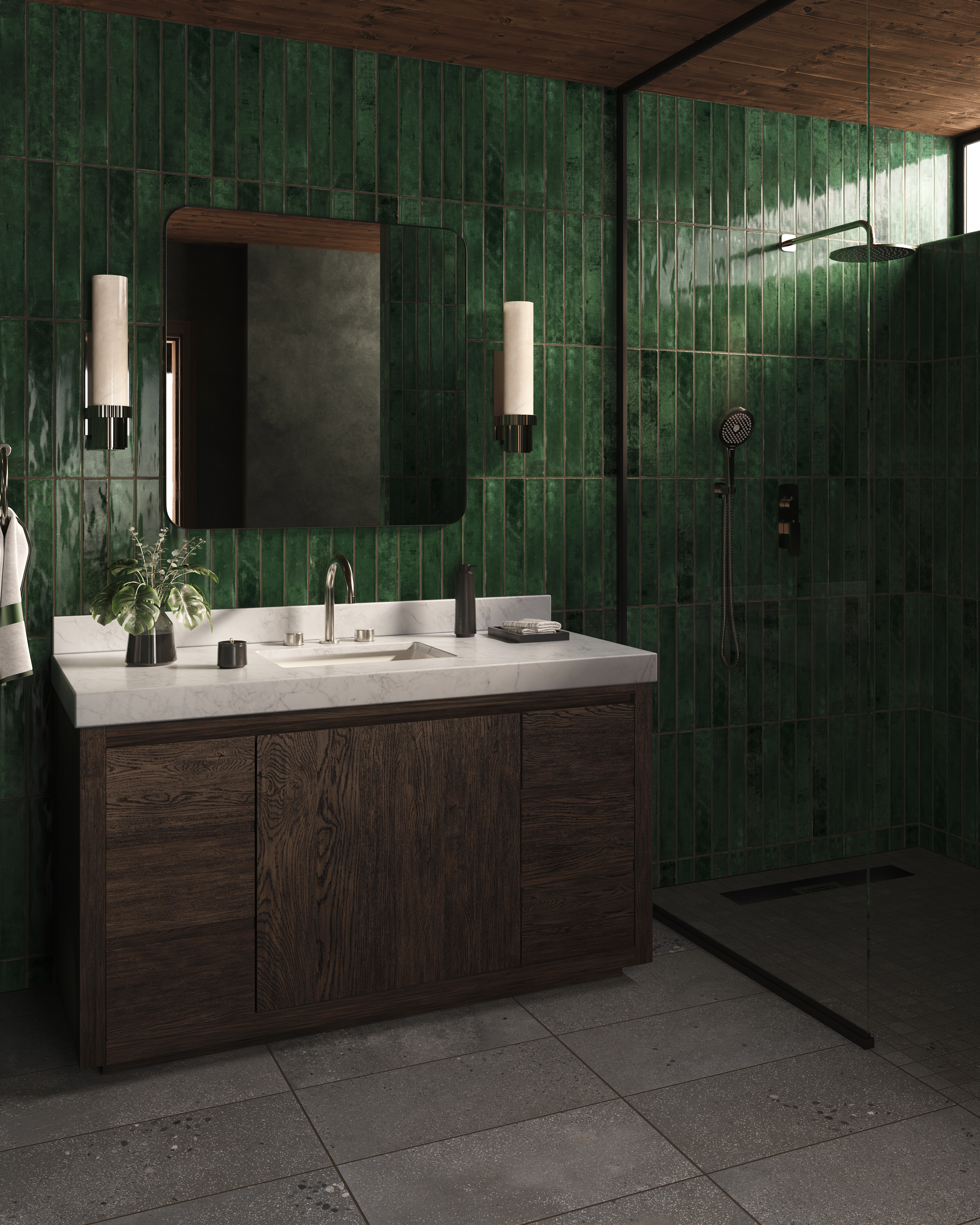 Jaden 2.5 x 16 Glossy Ceramic Tile in Hunter | Edward Martin