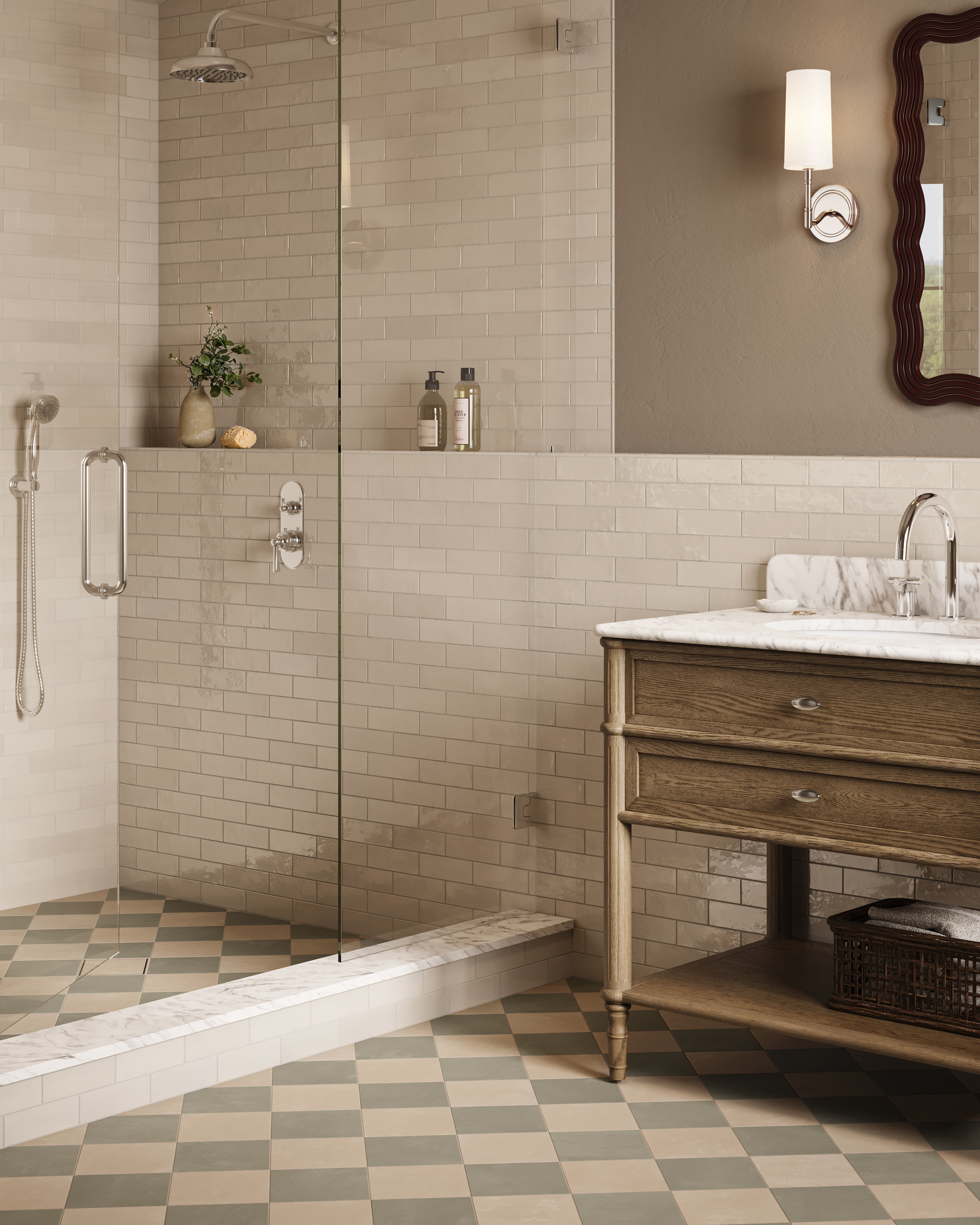 Cleo 2 x 6 Glossy Ceramic Tile in Cream | Edward Martin