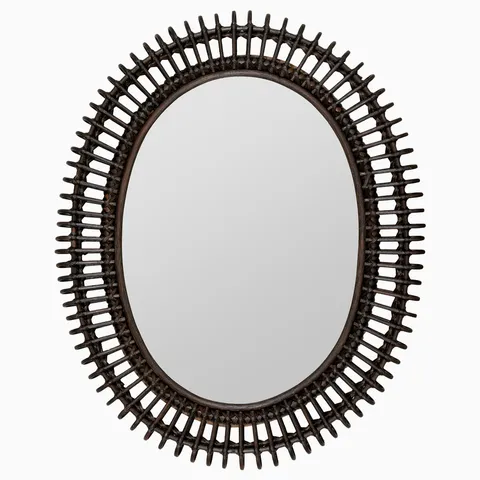Marisea Rattan Mirror in Dark Wood