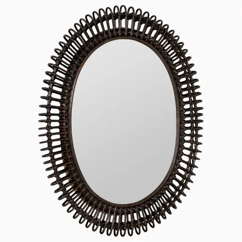 Marisea Rattan Mirror in Dark Wood