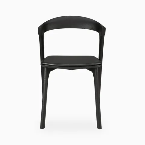 Linden Dining Chair in Varnished Oak Black / Black Leather