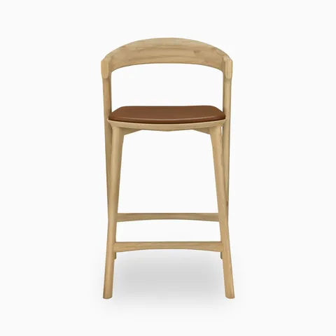 Linden Counter Stool in Varnished Oak / Cognac Leather