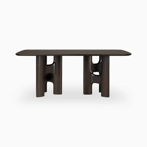 Vera 78.5" Dining Table in Varnished Mahogany Rose Brown
