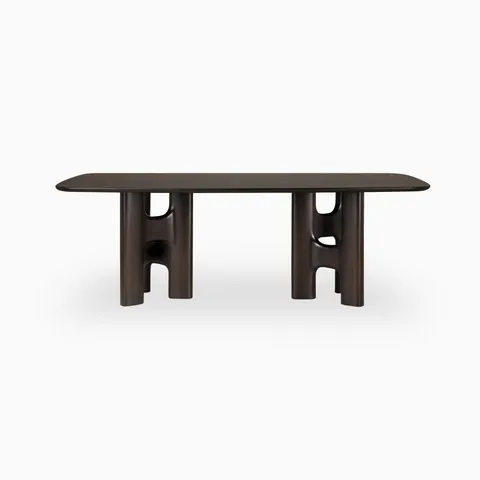 Vera 86.5" Dining Table in Varnished Mahogany Rose Brown
