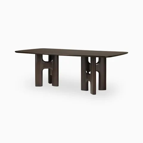 Vera 86.5" Dining Table in Varnished Mahogany Rose Brown