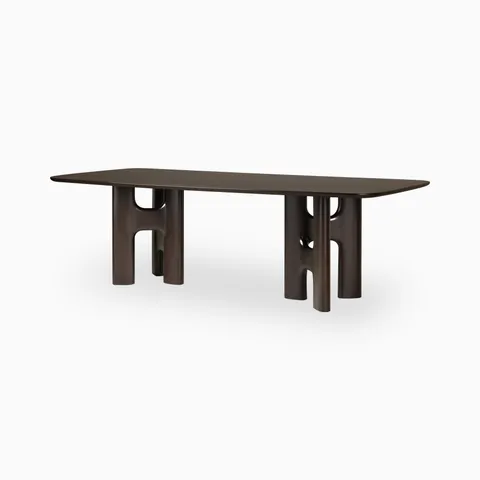 Vera 98.5" Dining Table in Varnished Mahogany Rose Brown