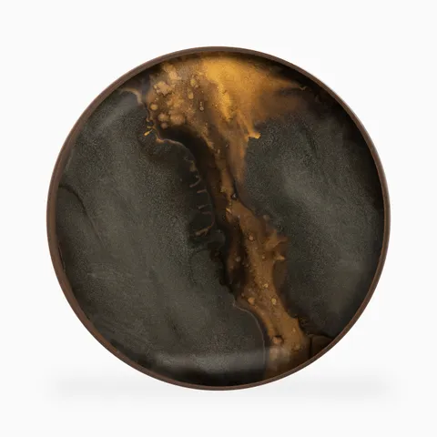 Phoebe Round Glass Tray in Bronze