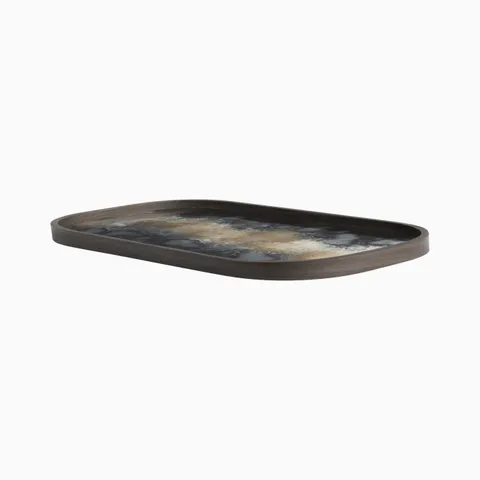 Phoebe Rectangular Glass Tray in Black