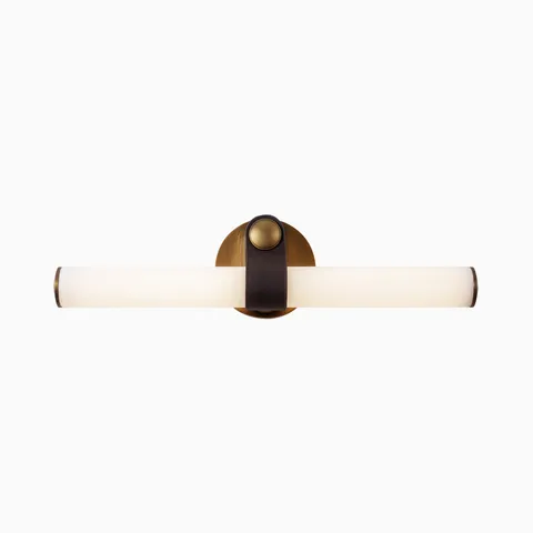 Camden Vanity Light in Vintage Brass / Glossy Opal Glass