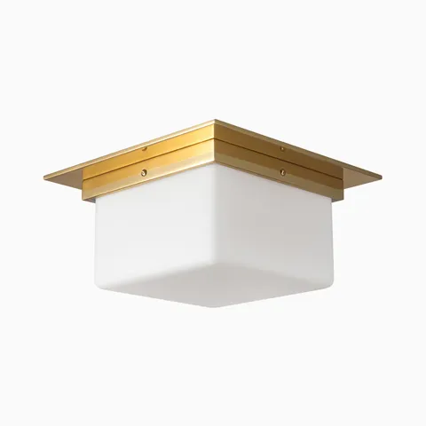 Eve Flush Mount in Patina Brass / Opal Glass