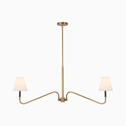 Clara Pendant in Brushed Gold / White Linen