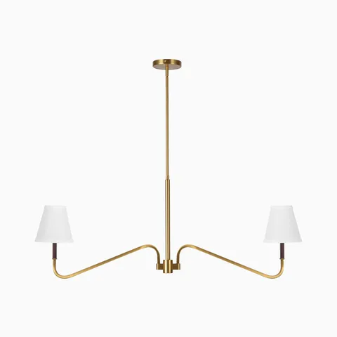 Clara Pendant in Brushed Gold / White Linen