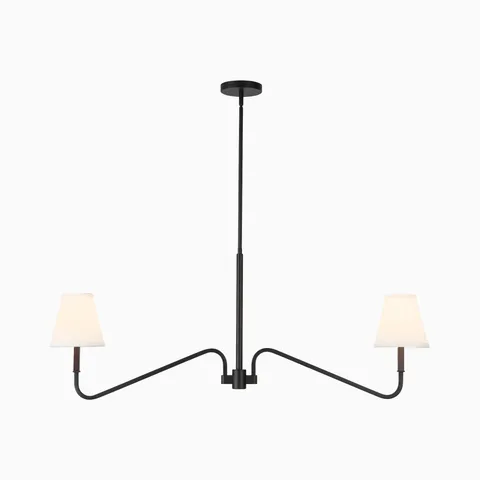 Clara Pendant in Matte Black / White Linen