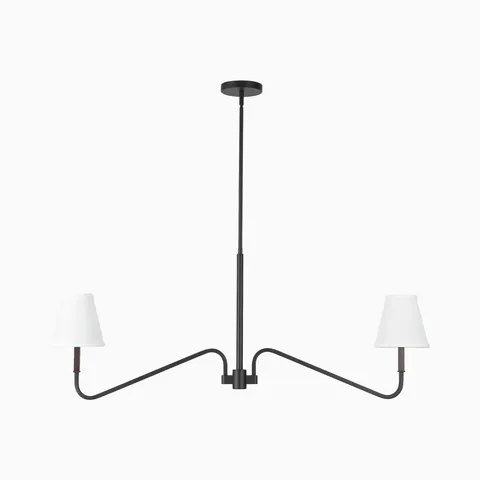 Clara Pendant in Matte Black / White Linen
