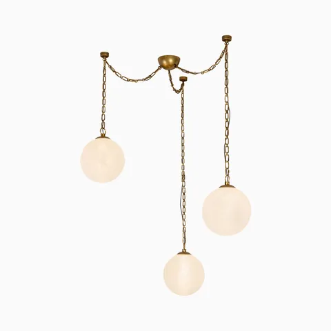 Della 12" Chandelier in Vintage Brass and Cloudy Glass