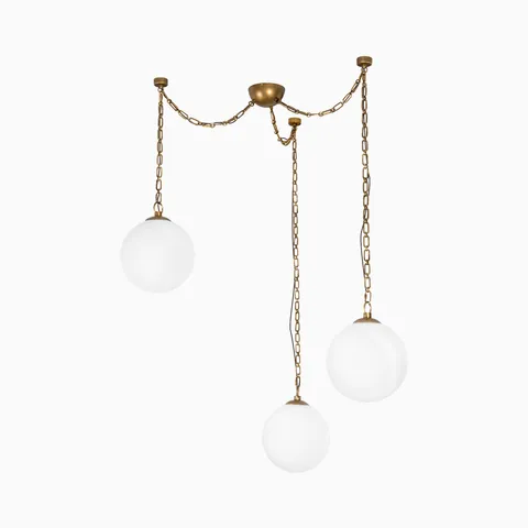 Della 12" Chandelier in Vintage Brass and Cloudy Glass