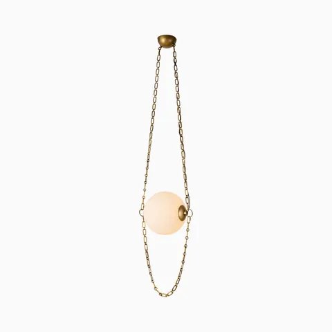 Della Pendant in Vintage Brass and Cloudy Glass