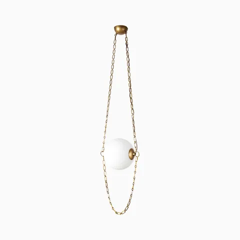 Della Pendant in Vintage Brass and Cloudy Glass