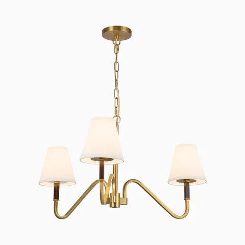 Clara Chandelier in Brushed Gold / White Linen