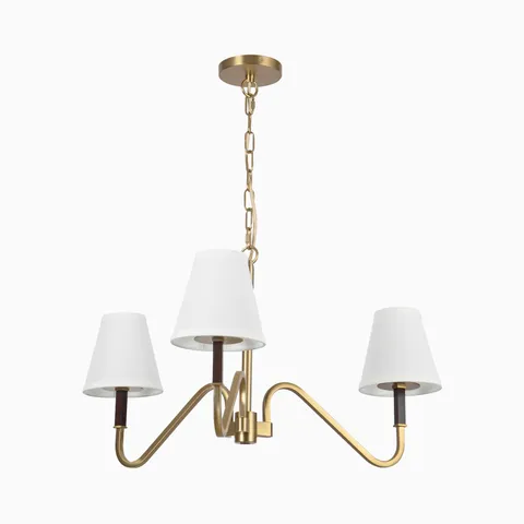 Clara Chandelier in Brushed Gold / White Linen