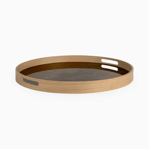 Phoebe Round Glass Tray in Metallic Bronze