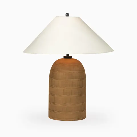 Ondine Table Lamp in Etched Amber Glass
