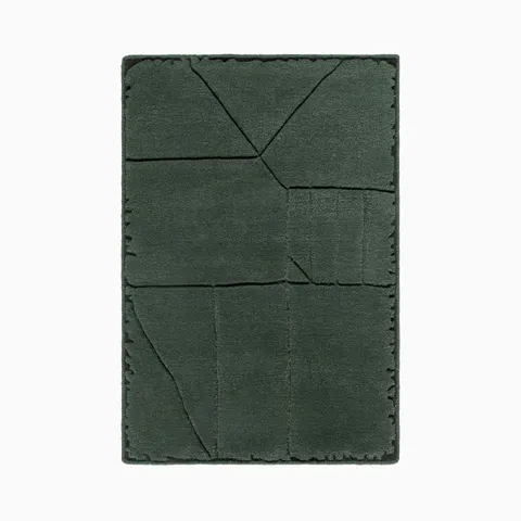 Fira Handmade Rug in Forest Green, 18" x 18" Sample