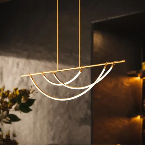 Greer 48" LED Linear Pendant in Vintage Brass, Universal Voltage