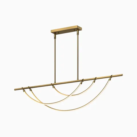 Greer 60" LED Linear Pendant in Vintage Brass, Universal Voltage