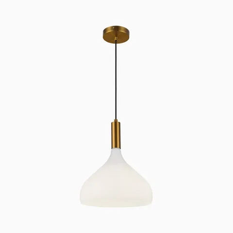 Hopkins 12" 1 Light Pendant in Aged Gold/Opal Glass