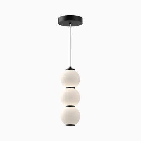 Sadie 7" Glass LED Pendant in Matte Black/Opal Matte, Universal Voltage