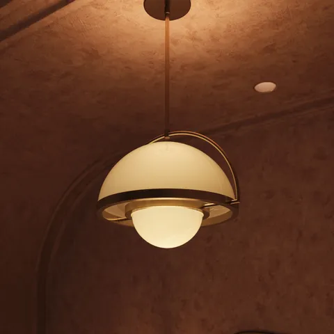Zackary 14" LED Pendant in Vintage Brass, Universal Voltage