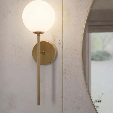 Hailey 20" 1 Light Wall/Vanity Light in Aged Gold/Opal Matte Glass