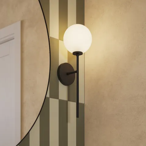 Hailey 20" 1 Light Wall/Vanity Light in Matte Black/Opal Matte Glass