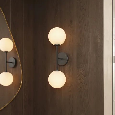 Hailey 20" 2 Lights Wall/Vanity Light in Matte Black/Opal Matte Glass