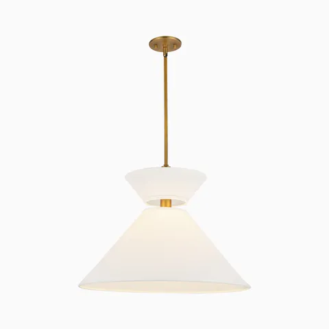 Cassie 22" 1 Light Pendant in Aged Gold/White Linen