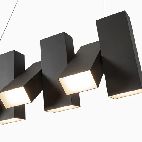 Jenkins 35" LED Linear Pendant in Black, Universal Voltage