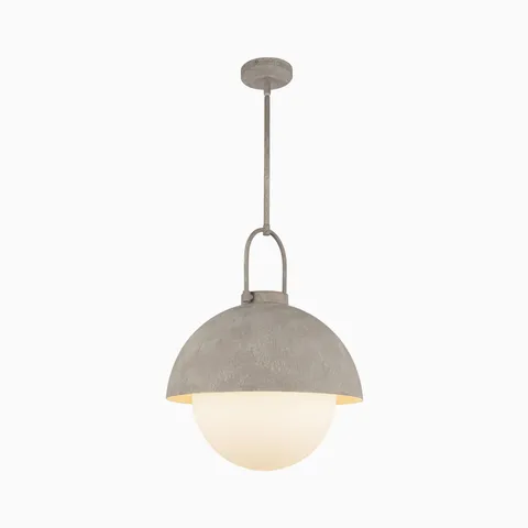 Kealy 16" 1 Light Pendant with Steel Shade/Opal Matte Glass