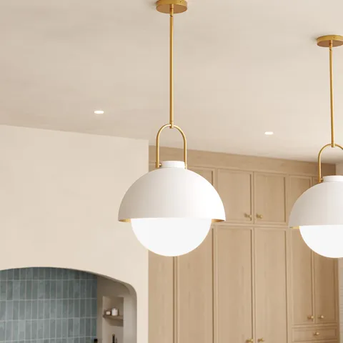 Kealy 16" Socket Pendant in White/Opal Glass