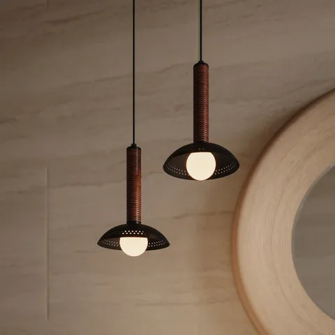 Raina 9" LED Pendant in Matte Black/Opal Glass
