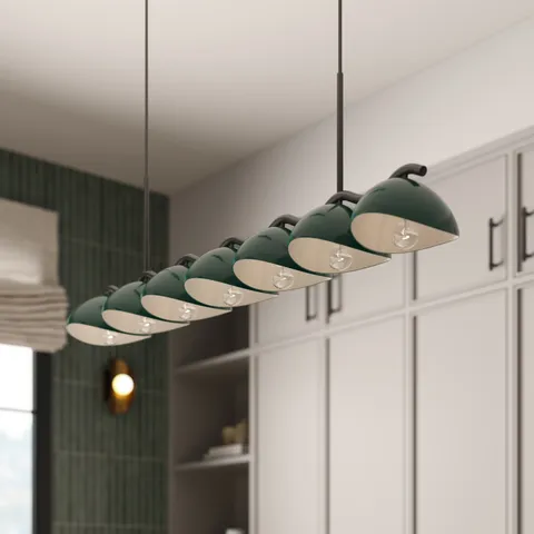 Erza 42" Socket Linear Pendant in Black/Pine Green