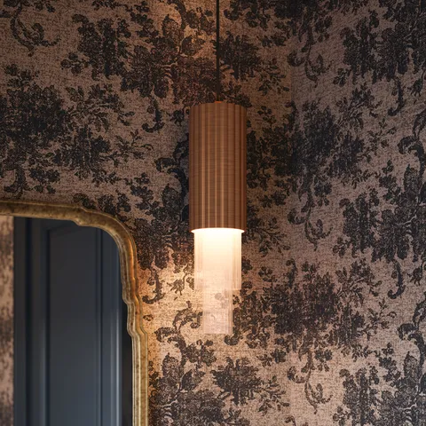 Pierson 4" LED Pendant in Aged Gold/Clear Ribbed Glass