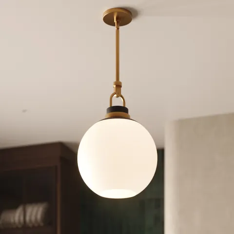 Eugene 16" 1 Light Pendant in Aged Gold/Opal Matte Glass
